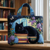 Sac Artisanal - Chat Noir sur les Livres
