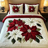 Parure de lit matelassée 3 pièces - Poinsettias d'Hiver