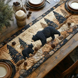 Chemin de table matelassé - Famille d'Ours Noirs