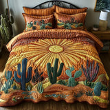 Parure de lit matelassée 3 pièces - Lever de Soleil sur les Cactus