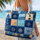 Sac de Plage Artisanal - Bleu Nautique