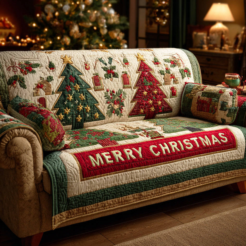 Lucile - Housse de canapé matelassée Étincelles de Noël
