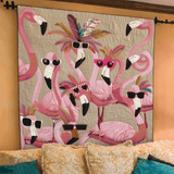 Agathe - Couverture matelassée Tropical Flamant Délice