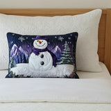 Housse de Coussin Matelassée - Bonhomme de Neige Violet