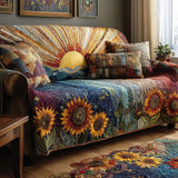 Hélène - Housse de Canapé Matelassée Motif Soleil