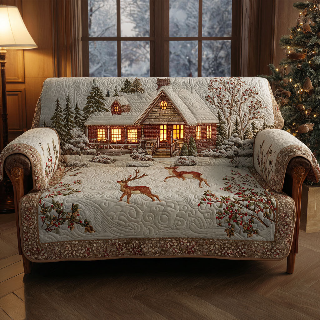 Manon - Housse de canapé matelassée Renne de Noël