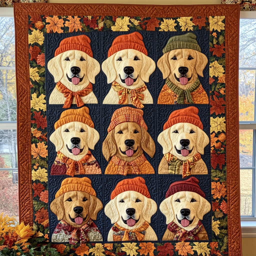 Axelle - Couverture matelassée Retriever Ambiance Automnales
