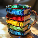 Tasse Artisanale Colorée sur le Thème des Livres