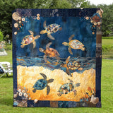 Héloïse - Couverture matelassée Mer Tortue