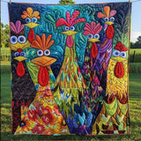 Joséphine - Couverture matelassée Poules Fantaisistes